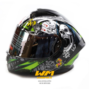 CASCO ABATIBLE CON MICA DE ESPEJO VERDE DOT