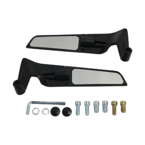 ESPEJOS UNIVERSALES TIPO ALERON CORTO 230MM BASE CORTA NEGRO