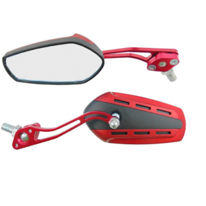 ESPEJOS UNIVERSALES IRON RACING RIEL NEGRO/ROJO