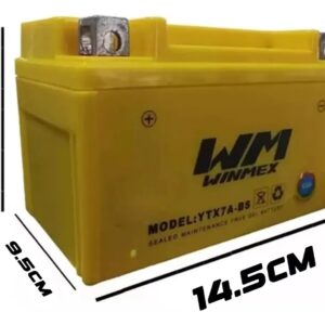 BATERIA GEL YTX7A-BS COLOR AMARILLO CS125, DS125, DS150, WS150, GS150, XS150, TS170, DM150
