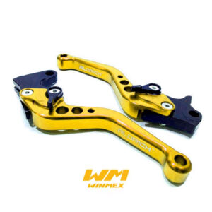 PAR DE MANIJAS FRENO Y CLUTCH (EMBRAGUE) YAMAHA FZ16, DEPORTIVAS ALUMINIO DORADO