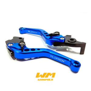 PAR DE MANIJAS FRENO Y CLUTCH (EMBRAGUE) BAJAJ PULSAR NS200, DEPORTIVAS ALUMINIO AZUL