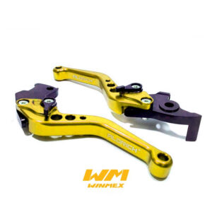 PAR DE MANIJAS FRENO Y CLUTCH (EMBRAGUE) BAJAJ PULSAR NS200, DEPORTIVAS ALUMINIO DORADO